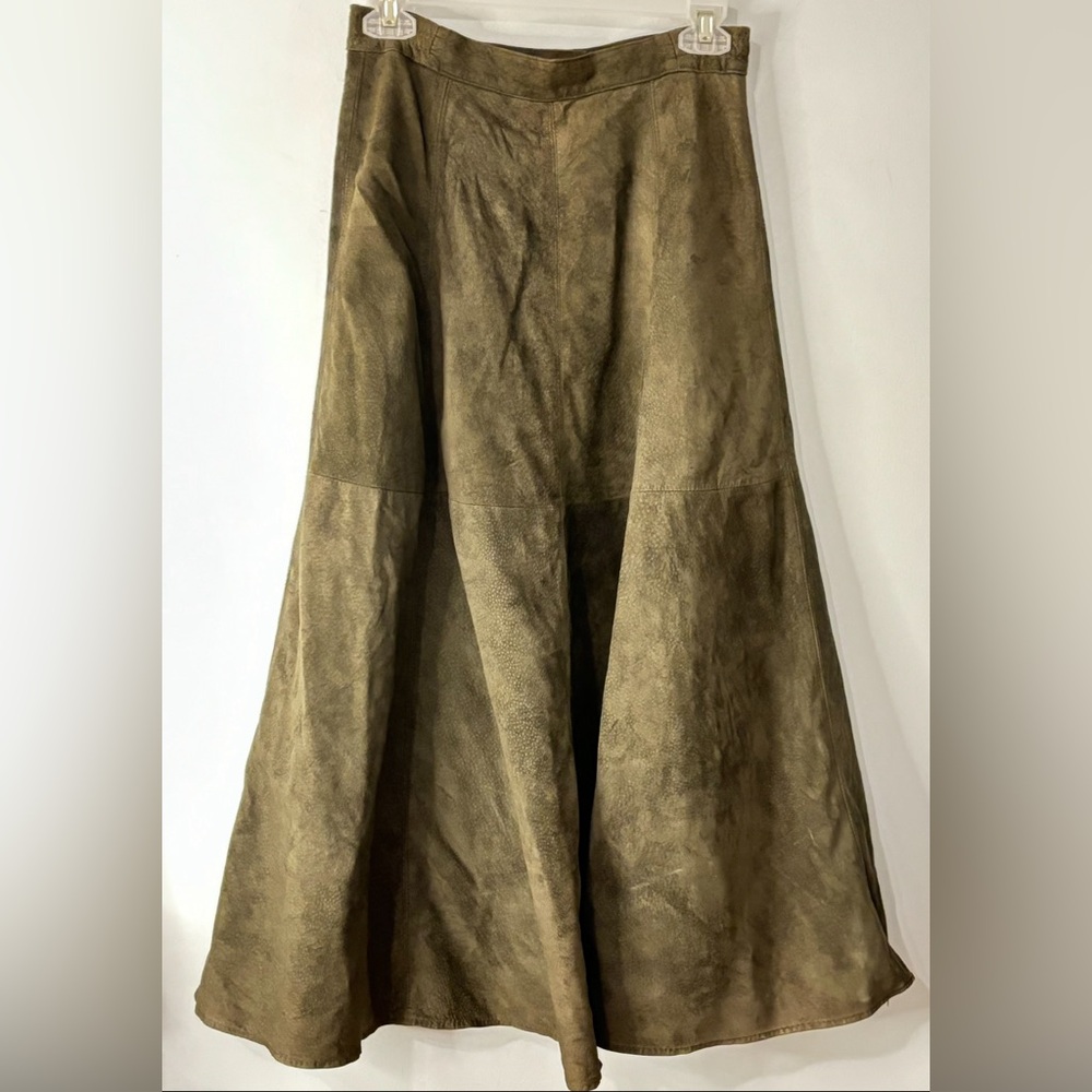 Vintage Redwood & Ross Olive Green Suede Maxi Skirt Size 6 by Traditions LTD